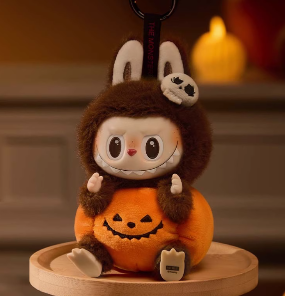 Labubu モンスターカーニバルシリーズ座りカボチャゴムプラッシュペンダント